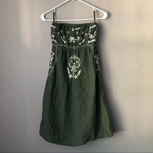 strapless olive green dress "Cute Options"